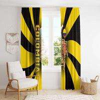 Colombia Heritage Window Curtain with Yellow Black Flag Map and City Street Art - Wonder Print Shop