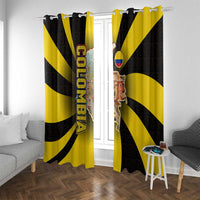 Colombia Heritage Window Curtain with Yellow Black Flag Map and City Street Art - Wonder Print Shop