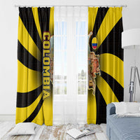 Colombia Heritage Window Curtain with Yellow Black Flag Map and City Street Art - Wonder Print Shop