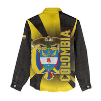 Colombia Heritage Women Casual Shirt with Yellow Black Flag Map and City Street Art - Wonder Print Shop