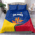 Colombia Heliconia Flower Bedding Set with Flag Colors and Blue Cultural Pattern Design - Wonder Print Shop