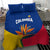 Colombia Heliconia Flower Bedding Set with Flag Colors and Blue Cultural Pattern Design - Wonder Print Shop