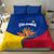Colombia Heliconia Flower Bedding Set with Flag Colors and Blue Cultural Pattern Design - Wonder Print Shop
