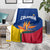 Colombia Heliconia Flower Blanket with Flag Colors and Blue Cultural Pattern Design - Wonder Print Shop