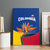 Colombia Heliconia Flower Canvas Wall Art with Flag Colors and Blue Cultural Pattern Design - Wonder Print Shop