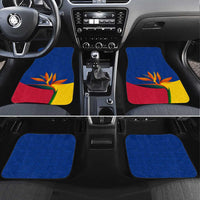 Colombia Heliconia Flower Car Mats with Flag Colors and Blue Cultural Pattern Design - Wonder Print Shop