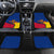 Colombia Heliconia Flower Car Mats with Flag Colors and Blue Cultural Pattern Design - Wonder Print Shop