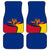 Colombia Heliconia Flower Car Mats with Flag Colors and Blue Cultural Pattern Design - Wonder Print Shop