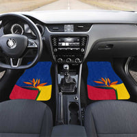 Colombia Heliconia Flower Car Mats with Flag Colors and Blue Cultural Pattern Design - Wonder Print Shop