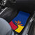 Colombia Heliconia Flower Car Mats with Flag Colors and Blue Cultural Pattern Design - Wonder Print Shop
