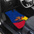 Colombia Heliconia Flower Car Mats with Flag Colors and Blue Cultural Pattern Design - Wonder Print Shop
