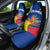 Colombia Heliconia Flower Car Seat Cover with Flag Colors and Blue Cultural Pattern Design - Wonder Print Shop