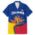 Colombia Heliconia Flower Family Matching Mermaid Dress and Hawaiian Shirt with Flag Colors and Blue Cultural Pattern Design - Wonder Print Shop