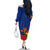 Colombia Heliconia Flower Family Matching Off The Shoulder Long Sleeve Dress and Hawaiian Shirt with Flag Colors and Blue Cultural Pattern Design - Wonder Print Shop