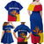 Colombia Heliconia Flower Family Matching Off Shoulder Maxi Dress and Hawaiian Shirt with Flag Colors and Blue Cultural Pattern Design - Wonder Print Shop