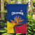 Colombia Heliconia Flower Garden Flag with Flag Colors and Blue Cultural Pattern Design - Wonder Print Shop