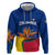 Colombia Heliconia Flower Hoodie with Flag Colors and Blue Cultural Pattern Design - Wonder Print Shop
