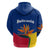 Colombia Heliconia Flower Hoodie with Flag Colors and Blue Cultural Pattern Design - Wonder Print Shop