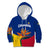 Colombia Heliconia Flower Kid Hoodie with Flag Colors and Blue Cultural Pattern Design - Wonder Print Shop