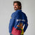 Colombia Heliconia Flower Long Sleeve Polo Shirt with Flag Colors and Blue Cultural Pattern Design - Wonder Print Shop