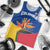 Colombia Heliconia Flower Men Tank Top with Flag Colors and Blue Cultural Pattern Design - Wonder Print Shop