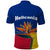 Colombia Heliconia Flower Polo Shirt with Flag Colors and Blue Cultural Pattern Design - Wonder Print Shop
