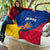 Colombia Heliconia Flower Quilt with Flag Colors and Blue Cultural Pattern Design - Wonder Print Shop