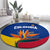 Colombia Heliconia Flower Round Carpet with Flag Colors and Blue Cultural Pattern Design - Wonder Print Shop