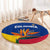 Colombia Heliconia Flower Round Carpet with Flag Colors and Blue Cultural Pattern Design - Wonder Print Shop