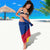 Colombia Heliconia Flower Sarong with Flag Colors and Blue Cultural Pattern Design - Wonder Print Shop