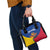 Colombia Heliconia Flower Shoulder Handbag with Flag Colors and Blue Cultural Pattern Design - Wonder Print Shop