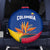 Colombia Heliconia Flower Spare Tire Cover with Flag Colors and Blue Cultural Pattern Design - Wonder Print Shop
