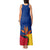 Colombia Heliconia Flower Tank Maxi Dress with Flag Colors and Blue Cultural Pattern Design - Wonder Print Shop