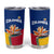 Colombia Heliconia Flower Tumbler Cup with Flag Colors and Blue Cultural Pattern Design - Wonder Print Shop