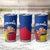 Colombia Heliconia Flower Tumbler Cup with Flag Colors and Blue Cultural Pattern Design - Wonder Print Shop