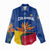 Colombia Heliconia Flower Women Casual Shirt with Flag Colors and Blue Cultural Pattern Design - Wonder Print Shop