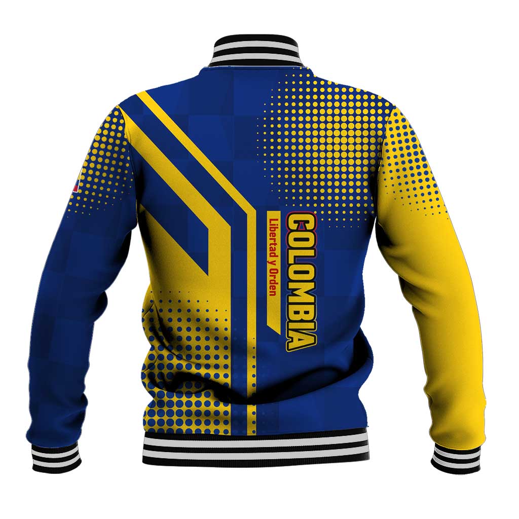 Colombia Flag Colors Baseball Jacket with National Crest and Libertad y Orden Motto Design - Wonder Print Shop