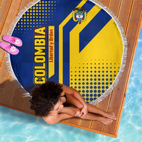 Colombia Flag Colors Beach Blanket with National Crest and Libertad y Orden Motto Design - Wonder Print Shop