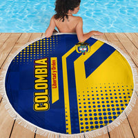 Colombia Flag Colors Beach Blanket with National Crest and Libertad y Orden Motto Design - Wonder Print Shop