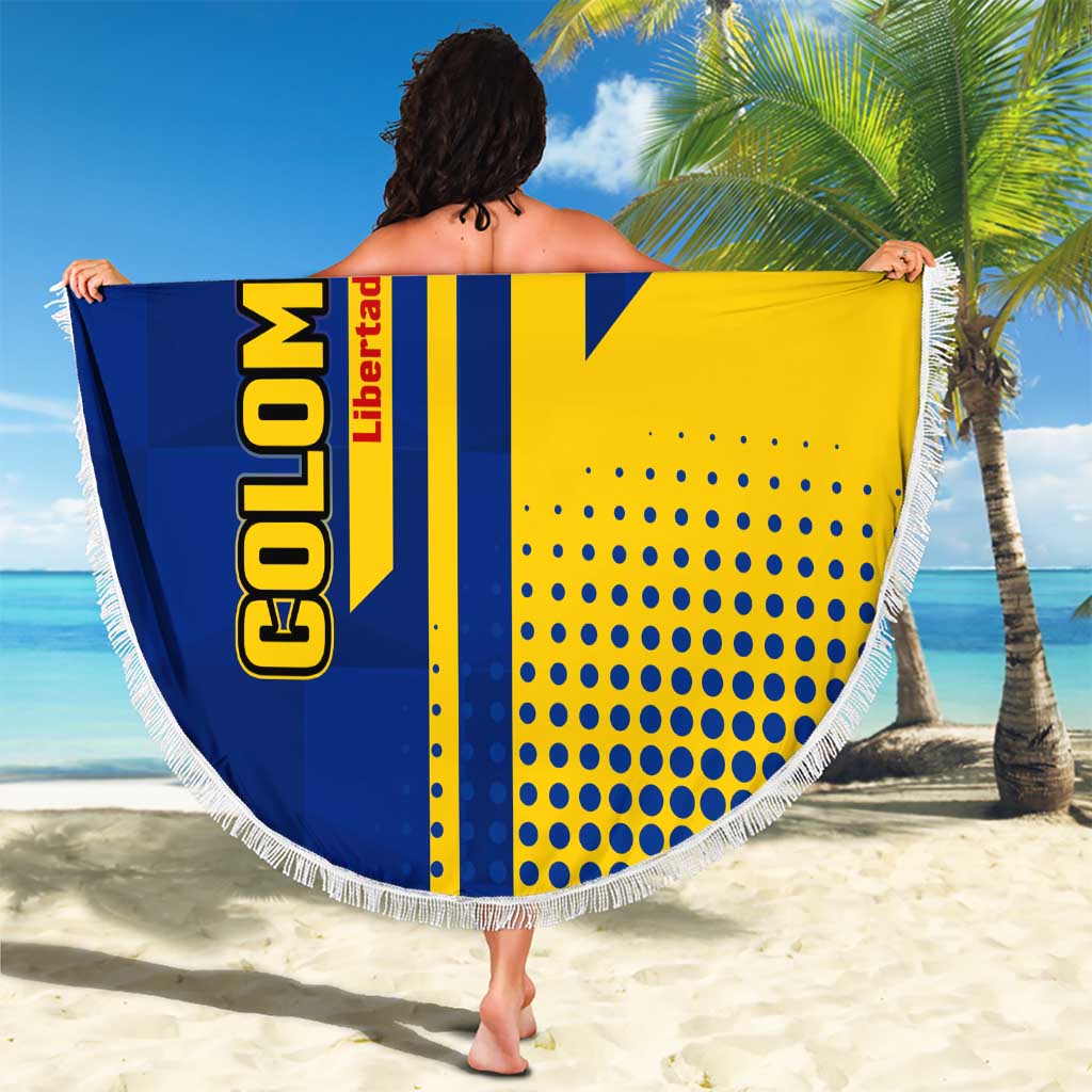 Colombia Flag Colors Beach Blanket with National Crest and Libertad y Orden Motto Design - Wonder Print Shop