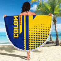 Colombia Flag Colors Beach Blanket with National Crest and Libertad y Orden Motto Design - Wonder Print Shop