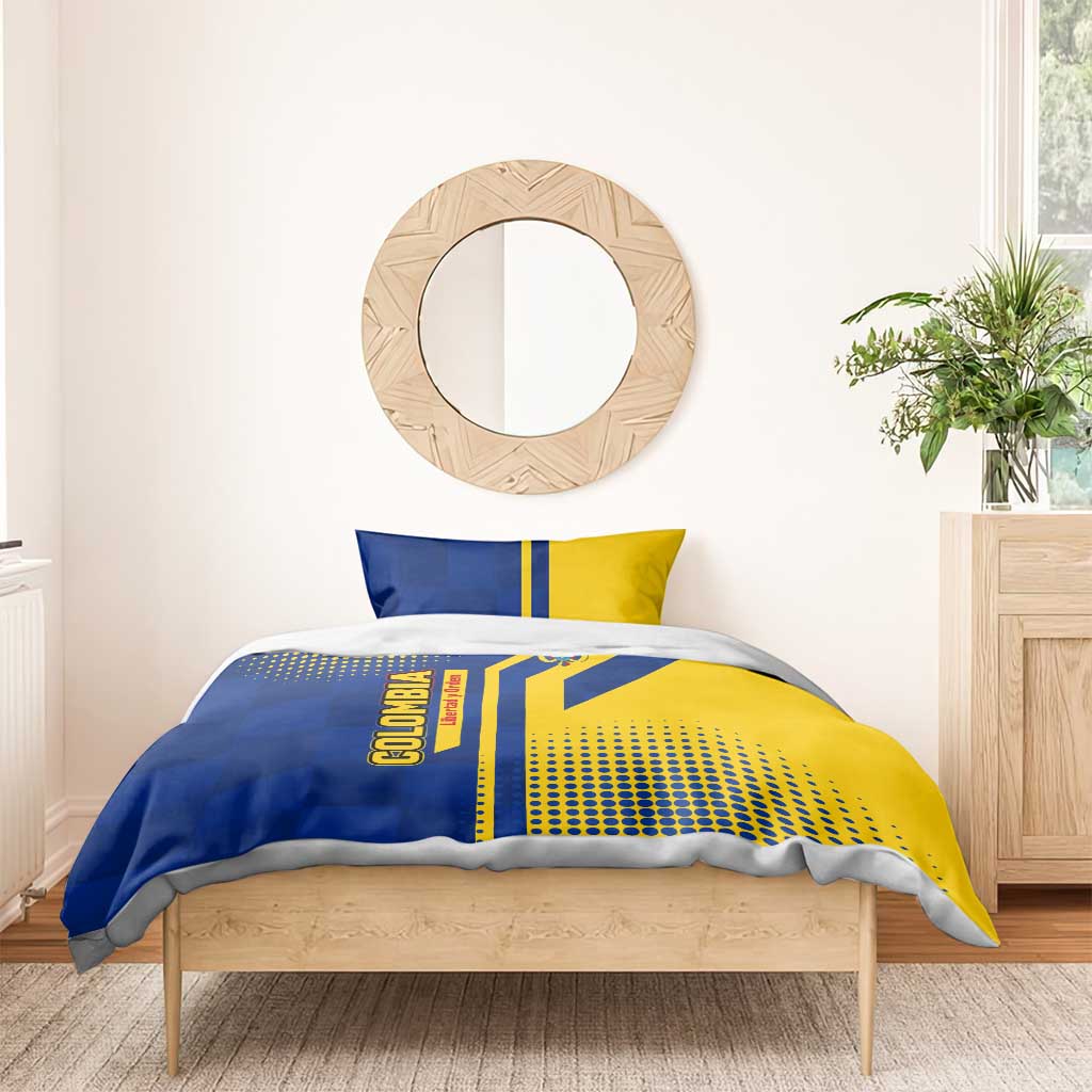 Colombia Flag Colors Bedding Set with National Crest and Libertad y Orden Motto Design - Wonder Print Shop