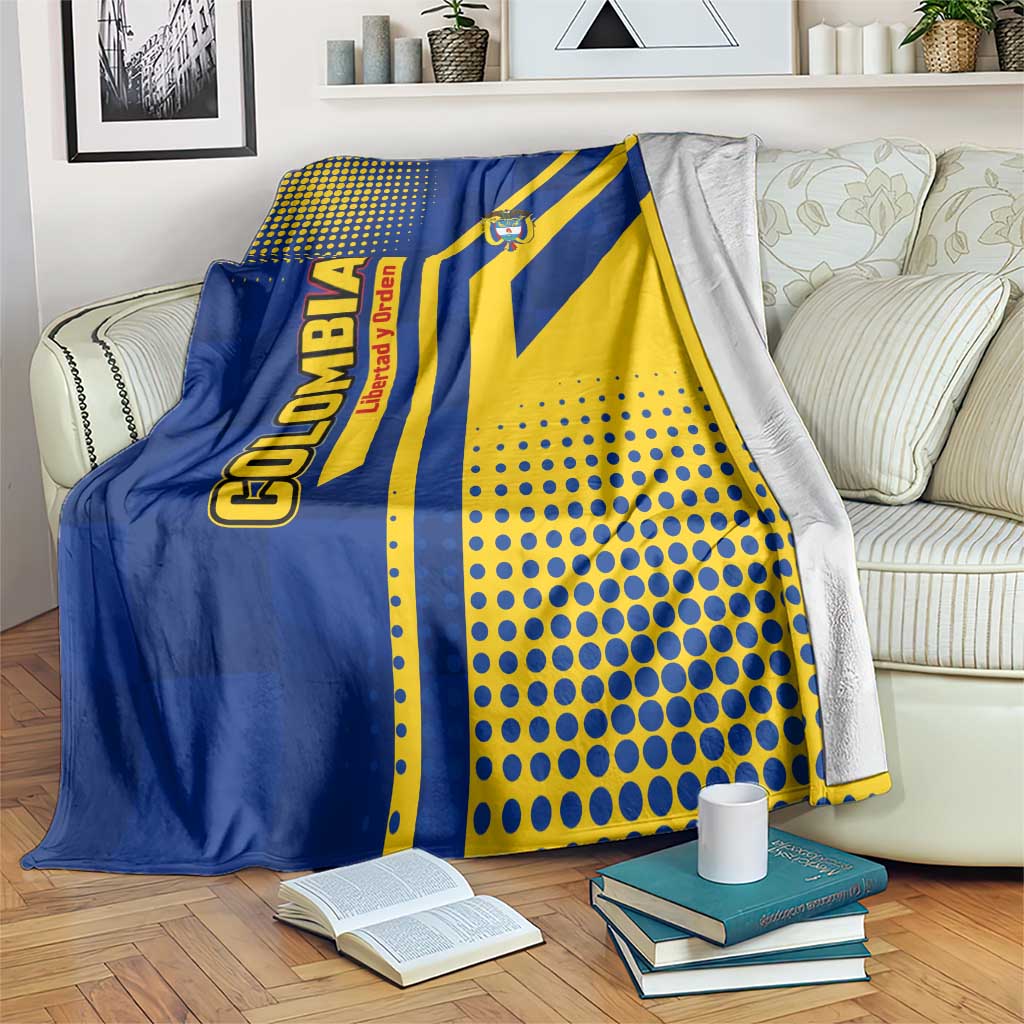Colombia Flag Colors Blanket with National Crest and Libertad y Orden Motto Design - Wonder Print Shop
