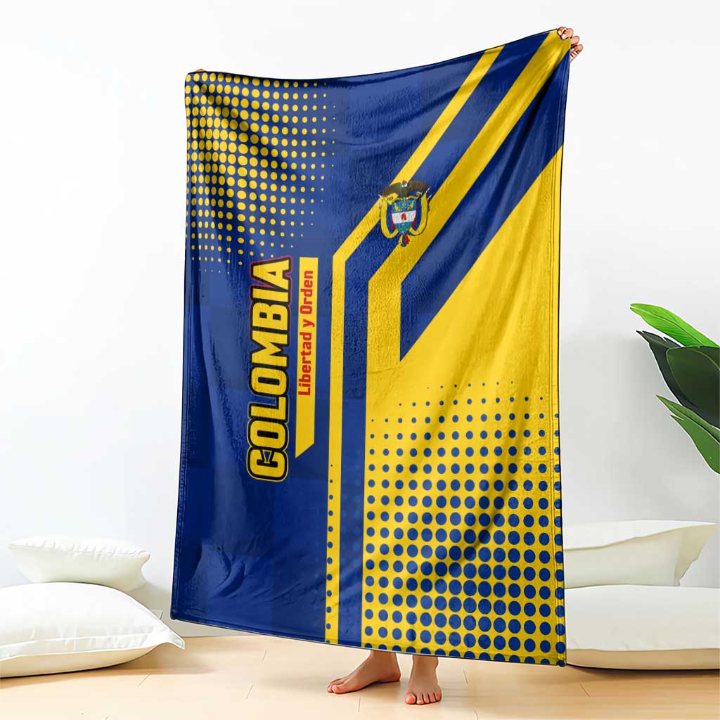 Colombia Flag Colors Blanket with National Crest and Libertad y Orden Motto Design - Wonder Print Shop