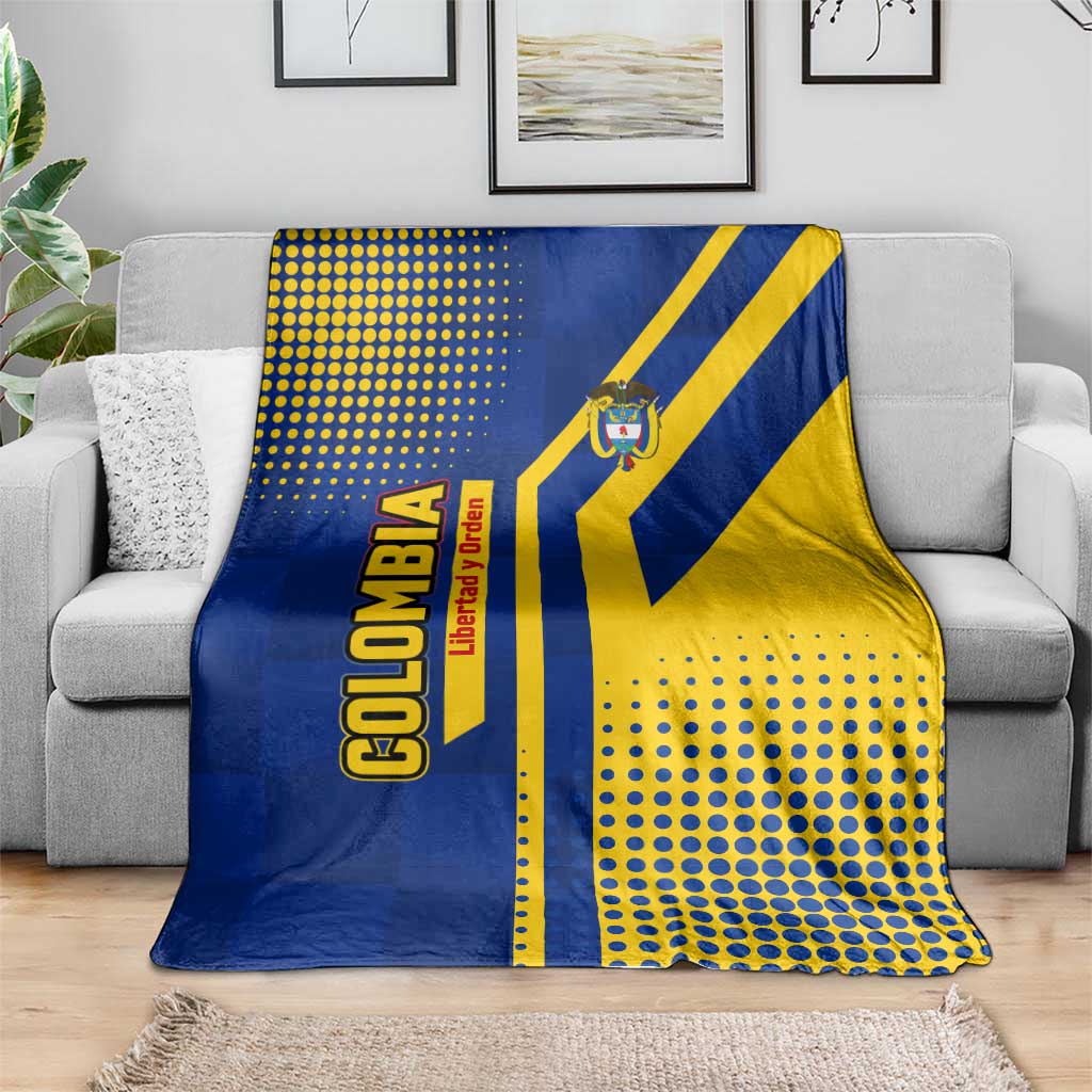 Colombia Flag Colors Blanket with National Crest and Libertad y Orden Motto Design - Wonder Print Shop