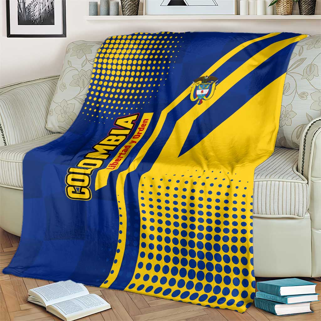 Colombia Flag Colors Blanket with National Crest and Libertad y Orden Motto Design - Wonder Print Shop