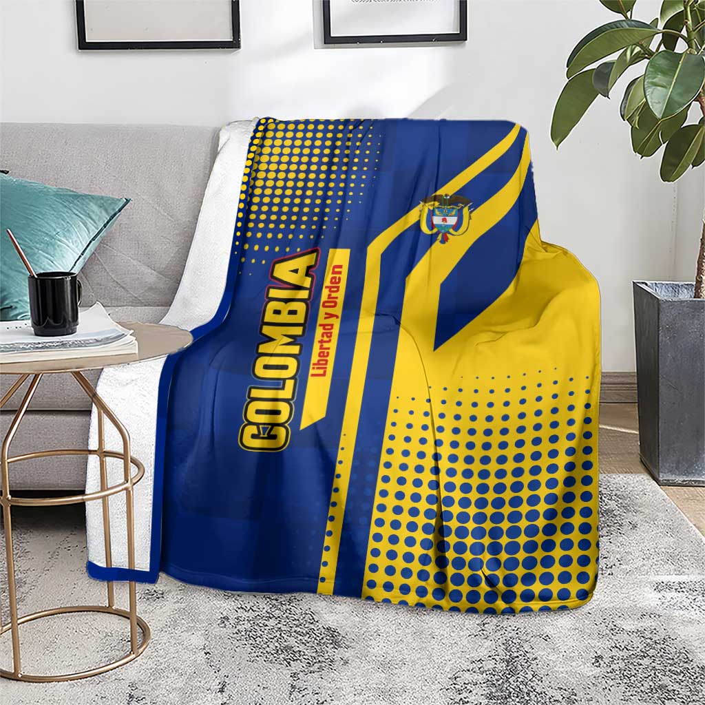 Colombia Flag Colors Blanket with National Crest and Libertad y Orden Motto Design - Wonder Print Shop