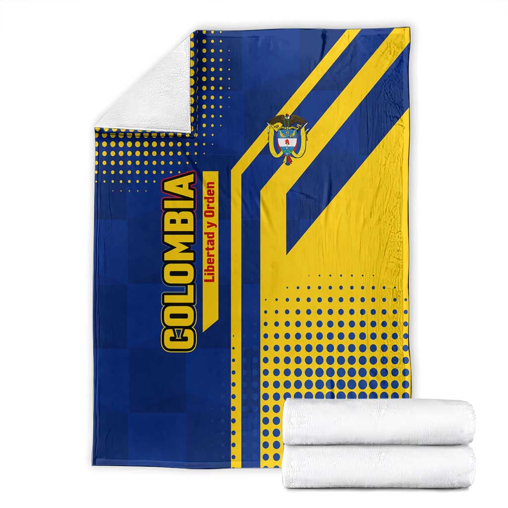 Colombia Flag Colors Blanket with National Crest and Libertad y Orden Motto Design - Wonder Print Shop