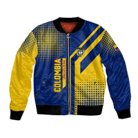 Colombia Flag Colors Bomber Jacket with National Crest and Libertad y Orden Motto Design - Wonder Print Shop