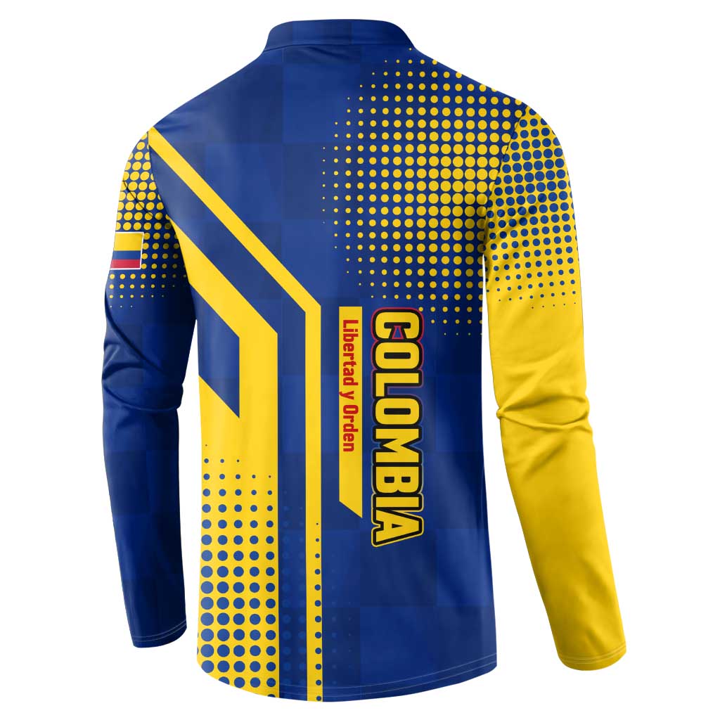 Colombia Flag Colors Button Sweatshirt with National Crest and Libertad y Orden Motto Design - Wonder Print Shop